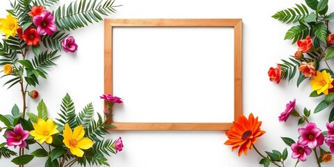 Blank picture frame mockup on white background, isolated,  plastic,  frame