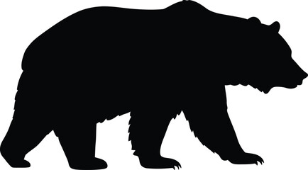 Silhouette grizzly bear walking side profile powerful wild animal mammal nature vector