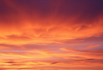 Dramatic purple sky, vibrant orange and purple horizon, swirling clouds,  sunrise,  visual
