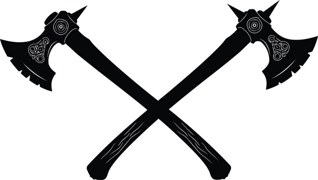 Crossed viking axes grunge symbol authentic battle weapon vector