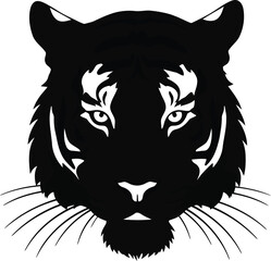 Powerful tiger head silhouette fierce animal art majestic big cat emblem vector