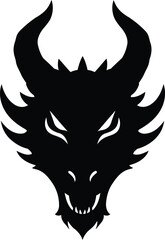 Ferocious dragon head silhouette fierce mythical creature dark fantasy art vector