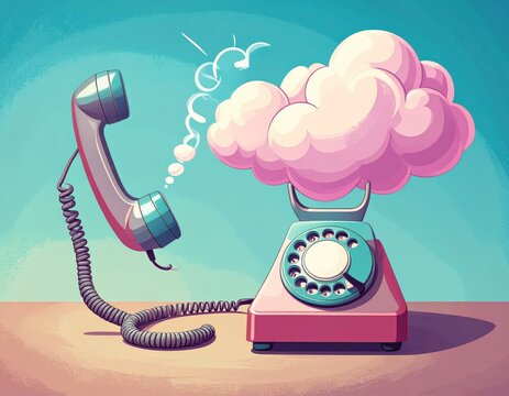 Dreamy Communication: Retro Phone & Cloud Connection - Powered by Adobe