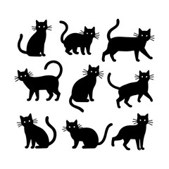 collection of cat animal silhouette illustrations