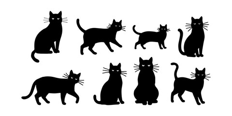 collection of cat animal silhouette illustrations