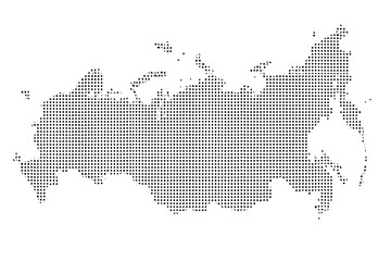 Russia map made of black dots isolated PNG with Transparent Background