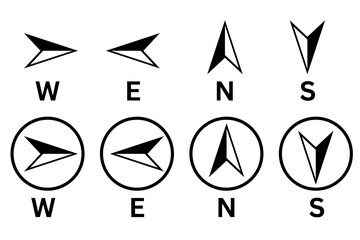 Set of direction compass icons, dircection compass icons set, East, west, North, south navigation icons set, E, W, N, S pointer icons set, icon set vector direction arrow symbol.  © NadeAnamta