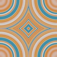 A vibrant, seamless abstract pattern with a central diamond and concentric arcs in orange and teal. This lively, retro design is perfect for backgrounds, posters, or digital art.