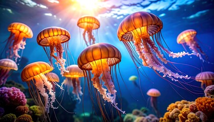 Jellyfish Underwater Coral Reef