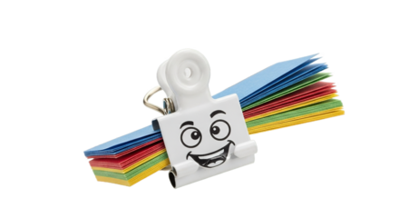 Happy Paper Clip Holding Colorful Notes