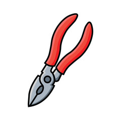 Illustration Vector Graphic Cartoon of a Red Hand Tool Pliers