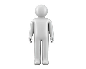 3d person icon white mannequin standing figure straight pose isolated minimal style side shadow simple design digital object neutral emotion