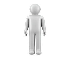 3d person icon white mannequin standing figure straight pose isolated minimal style side shadow simple design digital object neutral emotion