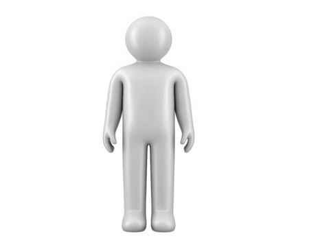 3d person icon white mannequin standing figure straight pose isolated minimal style side shadow simple design digital object neutral emotion