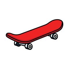 Illustration Vector Graphic Cartoon of a Red Skateboard for Sport and Lifestyle