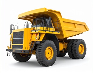 Yellow Haul Truck for Mining & Construction on white background 