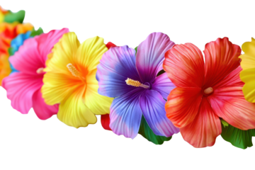 Festive tropical flower lei showcasing vibrant colors and intricate designs, perfect for celebrations in sunny locations throughout the year