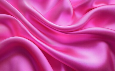 Obraz premium Smooth vibrant pink silk fabric with soft folds and gentle sheen creating a luxurious and elegant texture