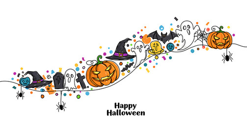 Naklejka premium A collection of festive Halloween-themed elements.