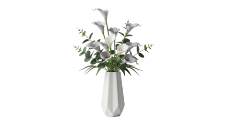 Elegant White Calla Lily Flower Arrangement in Geometric Vase