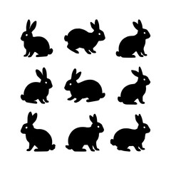 rabbit animal silhouette illustration collection