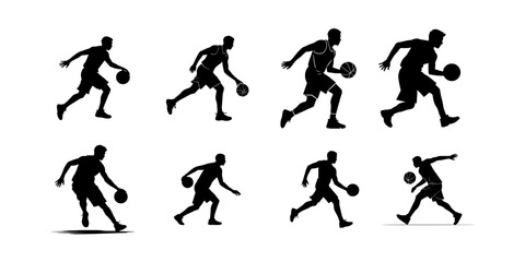 collection of basketball player silhouette illustrations