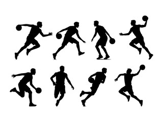 collection of basketball player silhouette illustrations