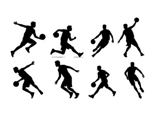 collection of basketball player silhouette illustrations