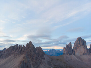 The Tre Cime di Lavaredo (Three Peaks of Lavaredo), located in the heart of the Dolomites