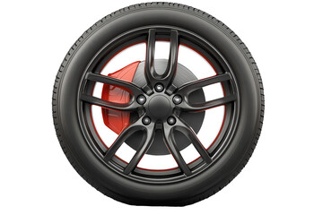 Obraz premium High-quality car tyre with sleek design on a transparent background showcasing modern automotive technology and performance features ideal for vehicle enthusiasts