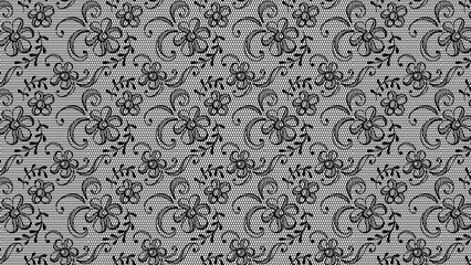Black lace floral pattern seamless texture background for fabric textile design decor