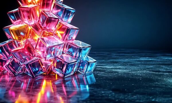 Abstract pile of glowing vibrant cubes