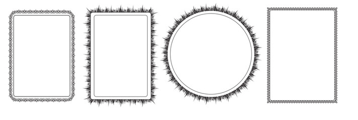 Greeting card border, Invitation frame, Picnic invitation design, Menu card border, Vintage sketch border, Retro