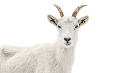 Fototapeta premium white horned goat collection portrait standing animal bundle isolated on a transparent background isolated on white background