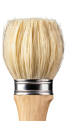 A brush with a wooden handle and a white bristles