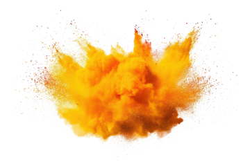 Bright yellow orange holi powder explosion creating a vibrant burst of color during celebrations