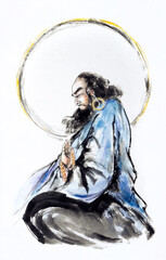 ink portrait of bodhidharma