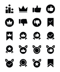 Ranking and rating icons showing quality evaluation and customer feedback