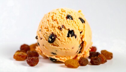 Delicious Raisin Ice Cream Scoop with Raisins.