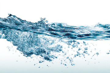 Clear water with dynamic splash and bubbles captured in motion.