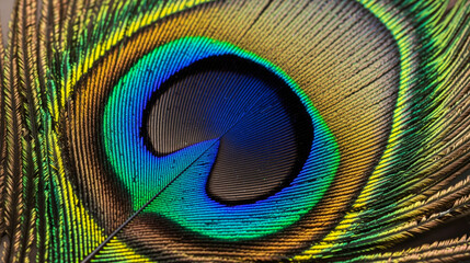 Obraz premium Mesmerizing Macro Detail of a Peacock Feathers Shimmering, Jewel-Toned Eye