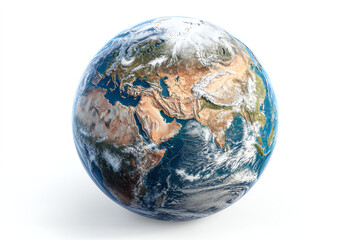 A detailed view of Earth showing continents of Africa, Europe, and Asia with clear oceans and cloud patterns.