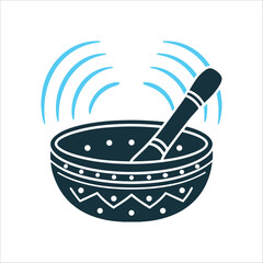 Stylized Tibetan Singing Bowl with Sound Waves Tibetan Singing Bowl A stylised bowl with sound waves