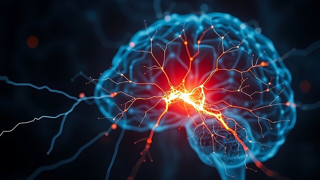 Abstract glowing neural network with a disrupted pathway, representing cognitive imperfections.