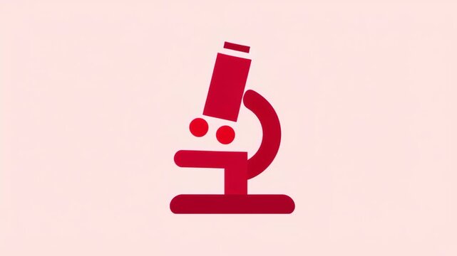 Red Microscope Illustration for Hematology and Medical Research in Modern Design Style