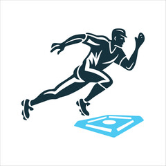 Baseball Batter Sprinting to First Base Icon Running Batter Sprinting to first base