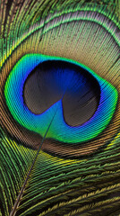 Naklejka premium Vibrant Peacock Feather Eye - An Intricate Macro of Iridescent Blues and Greens