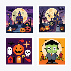 Halloween pumpkin concept with ghost