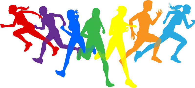 Silhouette Runners Running Sports Silhouettes Set