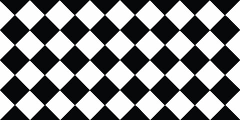 Classic black and white diamond pattern background with a repeating geometric tessellation